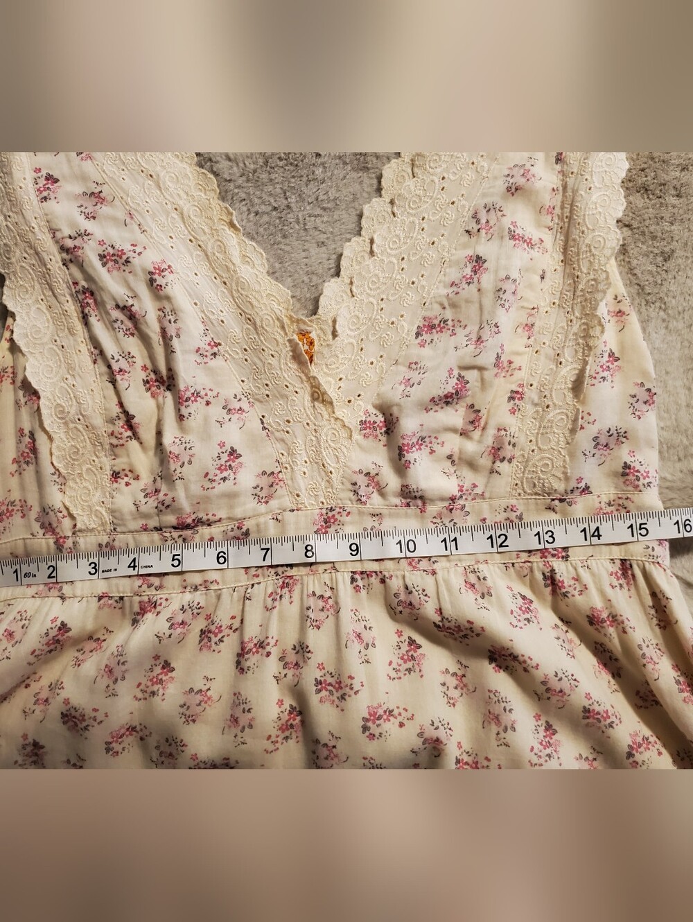 Maeve Cottagecore Floral Cotton Dress Lace Trim Pockets Prairie Coquette Size S - Picture 10 of 13